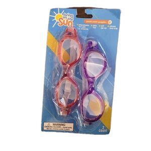 Bring On The Sun Youth Swim Goggles Pink and Purple Water Sports , 2 pk #1119